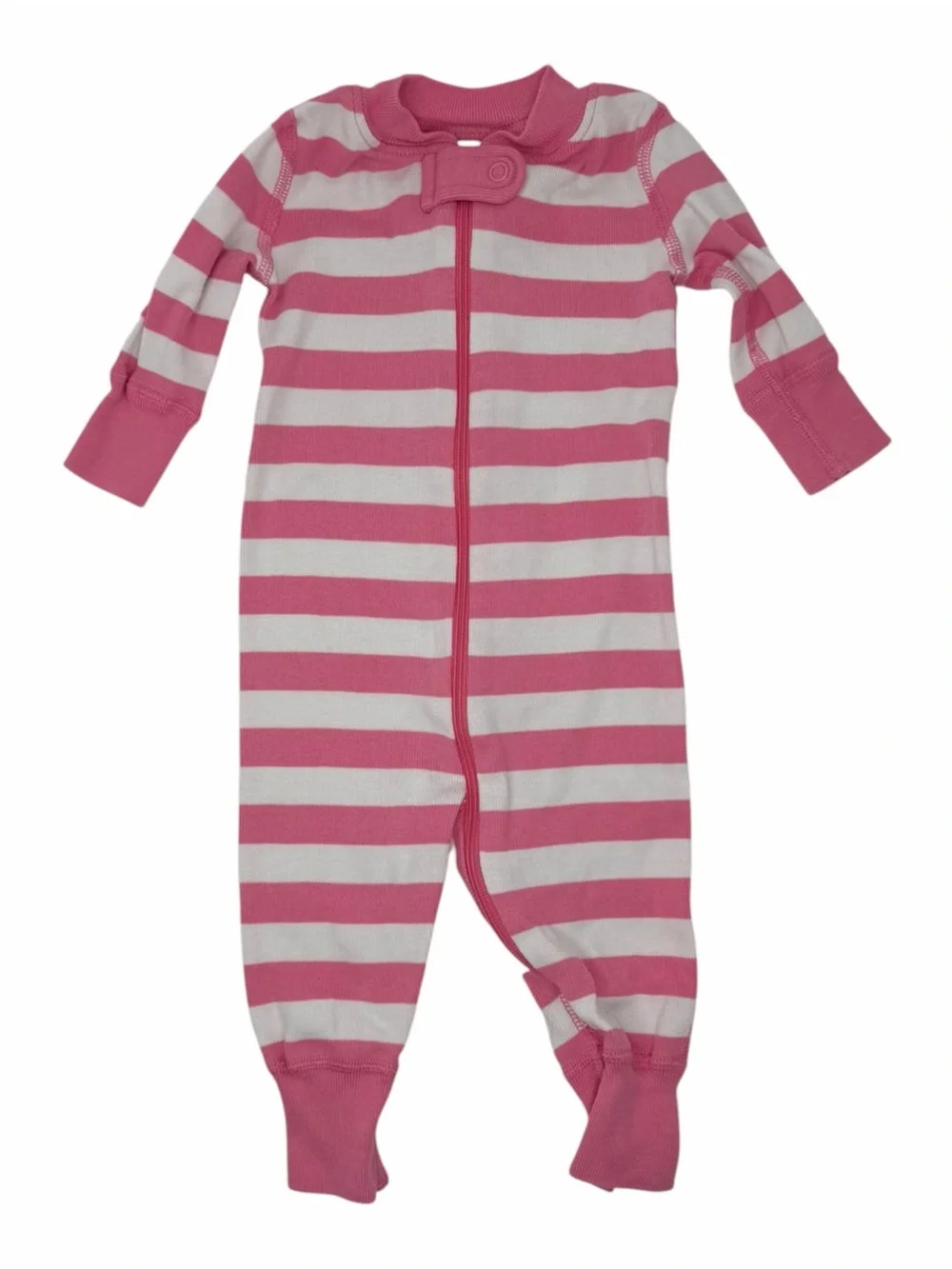 Hanna Andersson Baby Sleeper 0-3M Pink White Striped Organic Cotton Zippy